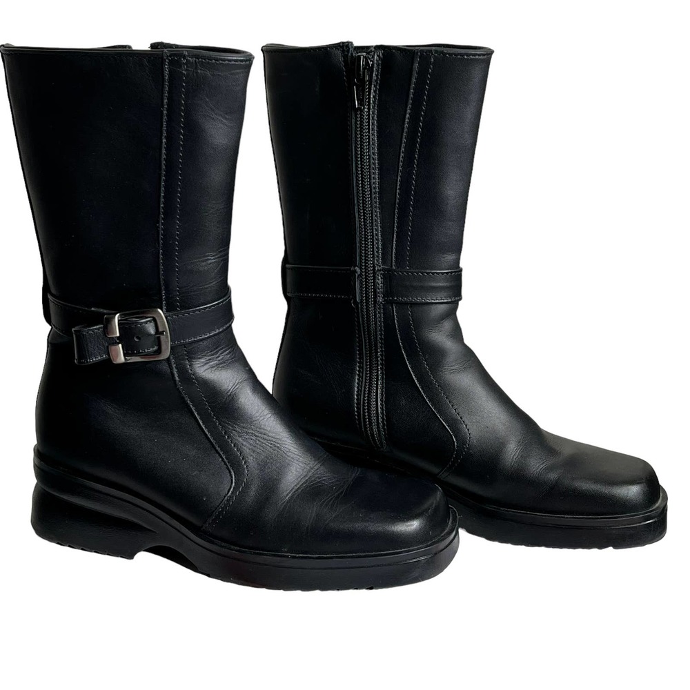 NWOT LL Bean Short Black Leather Boots Womens Size 5.5 Med - Picture 2 of 9